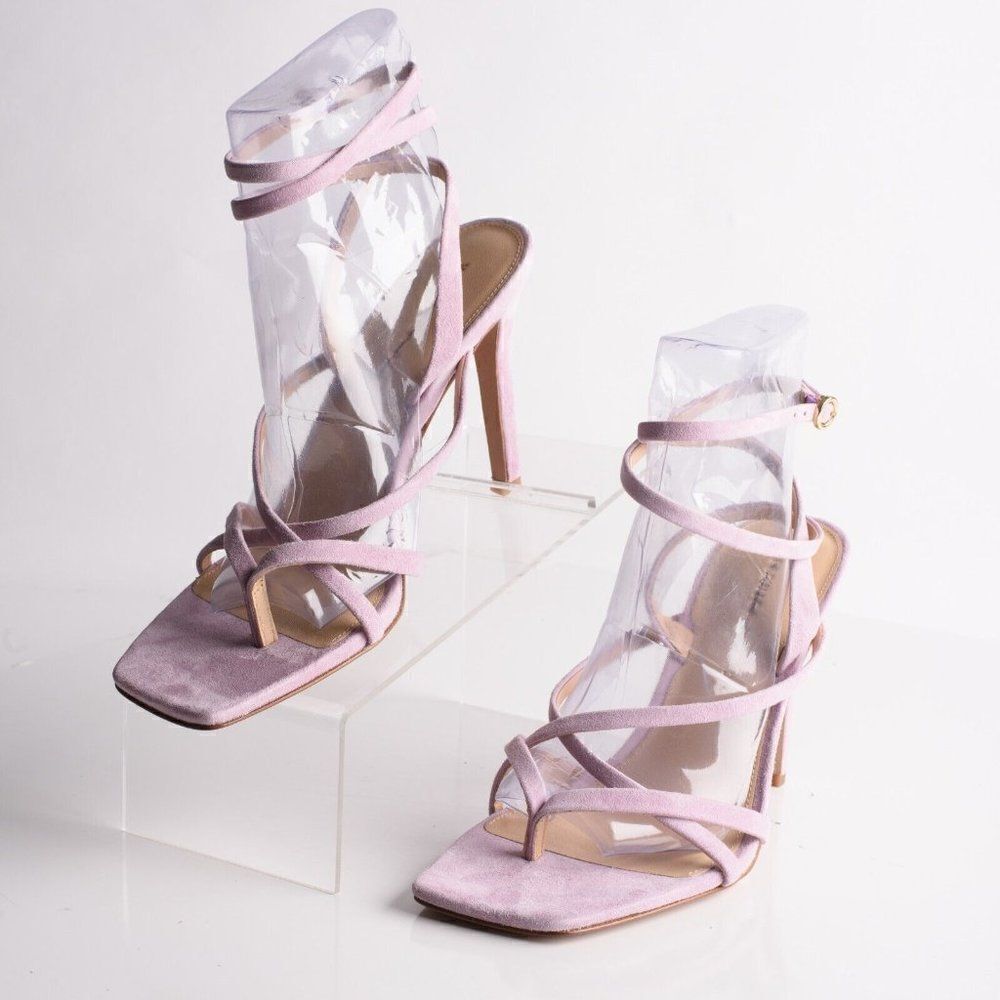 Veronica Beard Womens Abriella Strappy Suede Sandals Heels Lavendar EU 39 US 9 - Picture 4 of 9